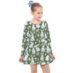 Easter bunny pattern Kids  Long Sleeve Dress