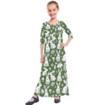 Easter bunny pattern Kids  Quarter Sleeve Maxi Dress