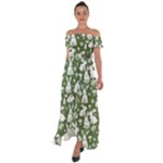 Easter bunny pattern Off Shoulder Open Front Chiffon Dress