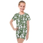 Easter bunny pattern Kids  Mesh T-Shirt and Shorts Set