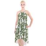 Easter bunny pattern High-Low Halter Chiffon Dress 
