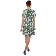 Short Sleeve Shoulder Cut Out Dress  
