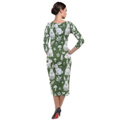 Quarter Sleeve Midi Velour Bodycon Dress 