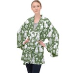 Easter bunny pattern Long Sleeve Velvet Kimono 