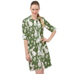 Easter bunny pattern Long Sleeve Mini Shirt Dress