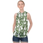 Easter bunny pattern High Neck Satin Top