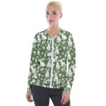Easter bunny pattern Velvet Zip Up Jacket