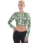 Easter bunny pattern Long Sleeve Cropped Velvet Jacket
