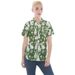Easter bunny pattern Women s Short Sleeve Pocket Shirt