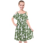 Easter bunny pattern Kids  Cut Out Shoulders Chiffon Dress
