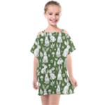 Easter bunny pattern Kids  One Piece Chiffon Dress