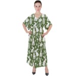 Easter bunny pattern V-Neck Boho Style Maxi Dress
