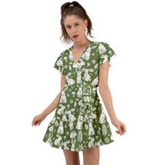 Flutter Sleeve Wrap Dress 