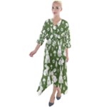 Easter bunny pattern Quarter Sleeve Wrap Front Maxi Dress