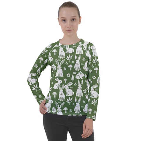 Easter bunny pattern Women s Long Sleeve Raglan T