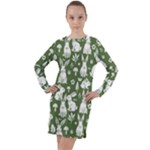 Easter bunny pattern Long Sleeve Hoodie Dress