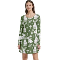 Long Sleeve Velour Skater Dress 