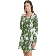 Long Sleeve Velour Skater Dress 