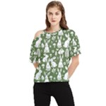 Easter bunny pattern One Shoulder Cut Out T-Shirt