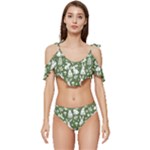 Easter bunny pattern Ruffle Edge Tie Up Bikini Set	