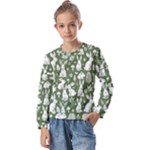 Easter bunny pattern Kids  Long Sleeve T-Shirt with Frill 