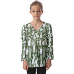 Easter bunny pattern Kids  V Neck Casual Top