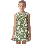 Easter bunny pattern Kids  Pilgrim Collar Ruffle Hem Dress
