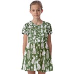 Easter bunny pattern Kids  Short Sleeve Pinafore Style Dress