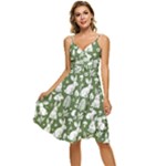 Easter bunny pattern Sleeveless Tie Front Chiffon Dress