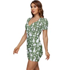 Low Cut Cap Sleeve Mini Dress 