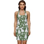 Easter bunny pattern Sleeveless Wide Square Neckline Ruched Bodycon Dress