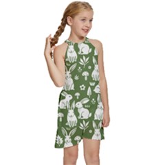 Kids  Halter Collar Waist Tie Chiffon Dress 