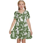 Easter bunny pattern Kids  Short Sleeve Tiered Mini Dress