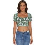 Easter bunny pattern Short Sleeve Square Neckline Crop Top 