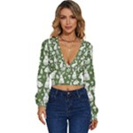 Easter bunny pattern Long Sleeve Deep-V Velour Top