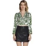 Easter bunny pattern Long Sleeve Tie Back Satin Wrap Top