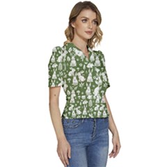 Puffed Short Sleeve Button Up Jacket 