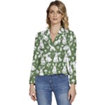 Easter bunny pattern Women s Long Sleeve Revers Collar Cropped Jacket