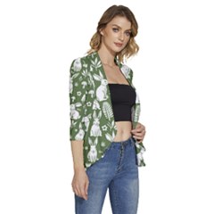 Women s 3/4 Sleeve Ruffle Edge Open Front Jacket 