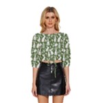 Easter bunny pattern Mid Sleeve Drawstring Hem Top