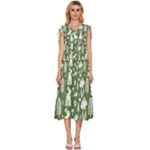 Easter bunny pattern V-Neck Drawstring Shoulder Sleeveless Maxi Dress
