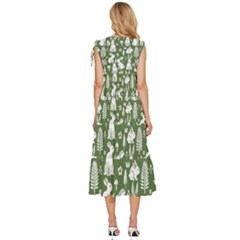 V-Neck Drawstring Shoulder Sleeveless Maxi Dress 