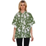 Easter bunny pattern Women s Batwing Button Up Shirt