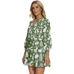 V-Neck Placket Mini Dress 