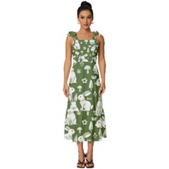 Tie-Strap Tiered Midi Chiffon Dress 