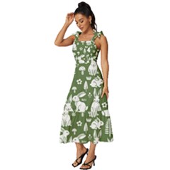 Tie-Strap Tiered Midi Chiffon Dress 