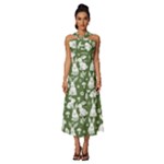Easter bunny pattern Sleeveless Cross Front Cocktail Midi Chiffon Dress