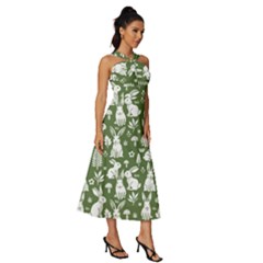 Sleeveless Cross Front Cocktail Midi Chiffon Dress 