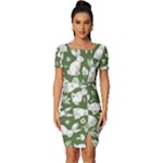 Easter bunny pattern Fitted Knot Split End Bodycon Dress