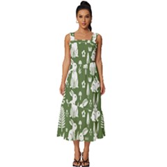 Square Neckline Tiered Midi Dress 